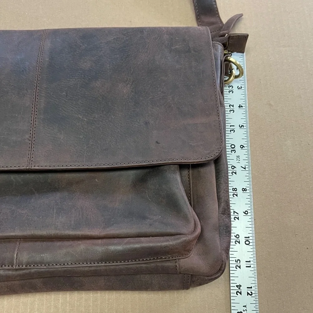 Real Leather Messenger Bag for Men and Women - Laptop‎ Briefcase Wood